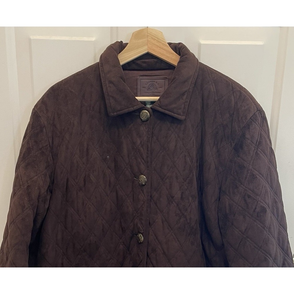 Lauren Ralph Lauren Womens XL Quilted Velvet Velour Brown Barn Coat Jacket - Picture 1 of 9